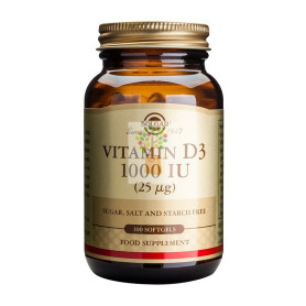 VITAMINA D3 1000UI (25Mcg.) 100 CAPSULAS MASTICABLES SOLGAR