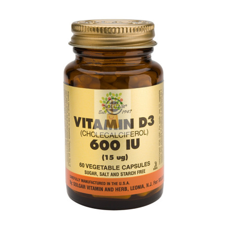 VITAMINA D3 600UI (15Mcg.) 60 CAPSULAS VEGETALES SOLGAR