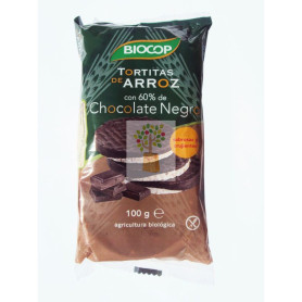 TORTITAS DE ARROZ CON CHOCOLATE NEGRO 100Gr. BIOCOP