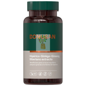 HIPÉRICO-GINKGO-GINSENG SIBERIANO EXTRACTO 90 CÁPSULAS BONUSAN
