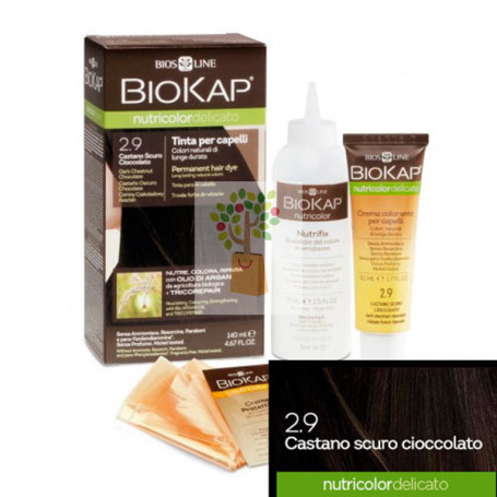 TINTE NUTRICOLOR DELICATO 2.9 CASTAÑO OSCURO CHOCOLATE 140Ml. BIOKAP