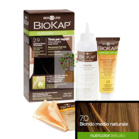TINTE NUTRICOLOR DELICATO 7.0 RUBIO MEDIO NATURAL 140Ml. BIOKAP