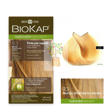 TINTE NUTRICOLOR DELICATO 9.3 RUBIO MUY CLARO DORADO 140Ml. BIOKAP