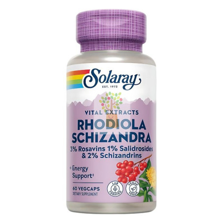 RODHIOLA & SCHIZANDRA 500Mg. 60 CASPULAS VEGETALES SOLARAY