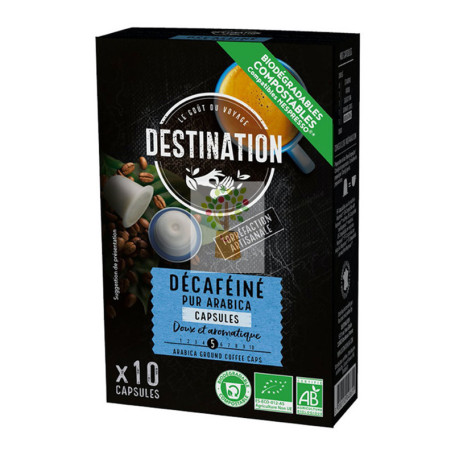 CAFE PUR ARABICA DESCAFEINADO 10 CAPSULAS BIODEG. DESTINATION