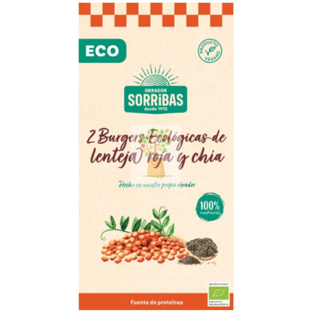 HAMBURGUESA DE LENTEJAS ROJAS Y CHÍA 160G OBRADOR SORRIBAS
