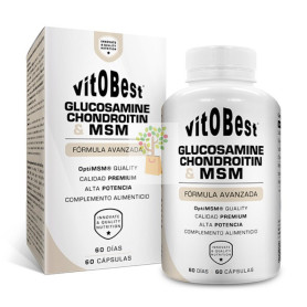 GLUCOSAMINA + CONDROITINA + MSM 60 CÁPSULAS. VIT.O.BEST