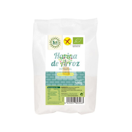 HARINA DE ARROZ INTEGRAL SIN GLUTEN BIO 500 GR SOL NATURAL