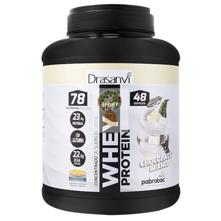 WHEY PROTEIN CONCENTRADA CHOCO BLANCO 1,45KG DRASANVI SPORT LIVE