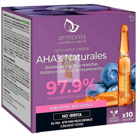 AMPOLLAS FACIALES MONODOSIS AHA´S NAT-REN. CELULAR 10UDS ARMONIA