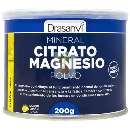 MINERAL CITRATO DE MAGNESIO POLVO SABOR LIMÓN 200GR DRASANVI