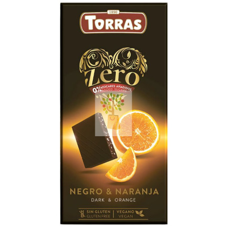 ZERO CHOCOLATE NEGRO CON NARANJA 125GR TORRAS