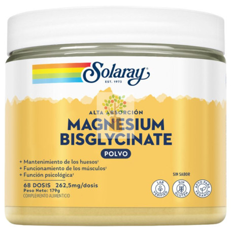 MAGNESIUM BISGLYCINATE POLVO 179G (68 DOSIS) SOLARAY