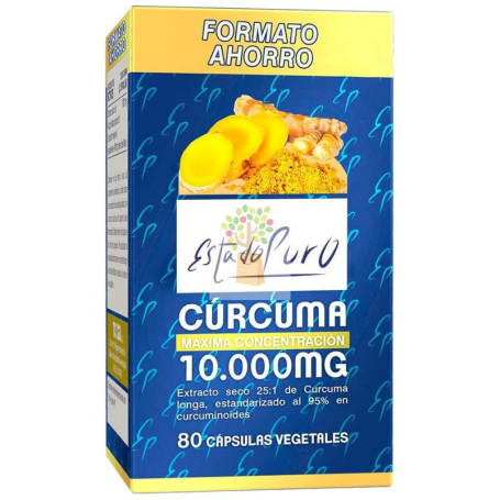 CÚRCUMA 10.000MG 80 CÁPSULAS VEGETALES ESTADO PURO