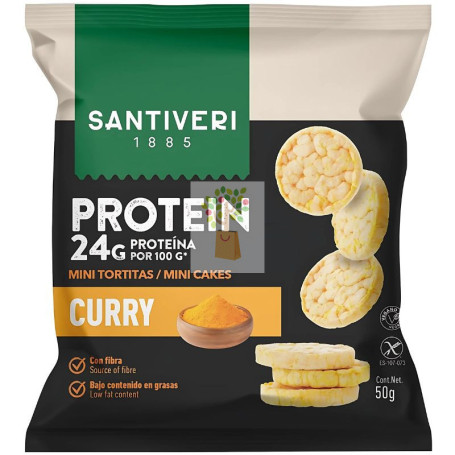 MINI TORTITAS 24% PROTEÍNA CON CURRY 50G SANTIVERI