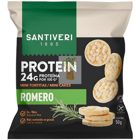 MINI TORTITAS 24% PROTEÍNA CON ROMERO 50G SANTIVERI