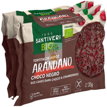 TORTITAS DE ARROZ CON ARÁNDANOS Y CHOCO NEGRO BIO 35G SANTIVERI