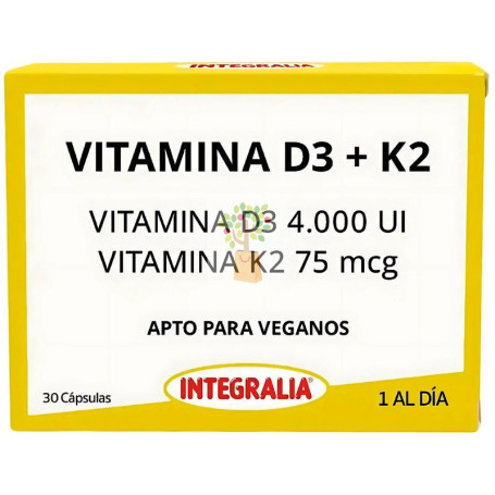 VITAMINA D3+K2 30 CÁPSULAS INTEGRALIA