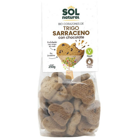 CORAZONES T. SARRACENO CHOCO Y SIROPE MAÍZ BIO 250G SOL NATURAL