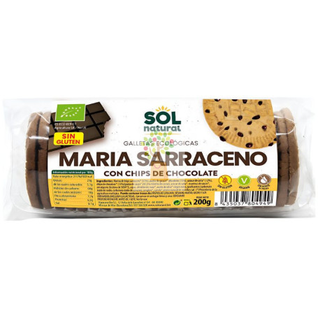 GALLETAS MARÍA T. SARRACENO CON CHIPS CHOCO BIO 200G SOL NATURAL