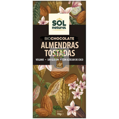 TABLETA CHOCOLATE Y ALMENDRAS TOSTADAS BIO 70G SOL NATURAL