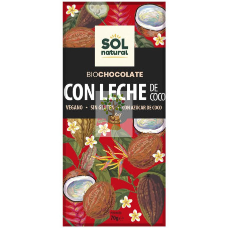 TABLETA CHOCOLATE CON LECHE DE COCO BIO 70G SOL NATURAL