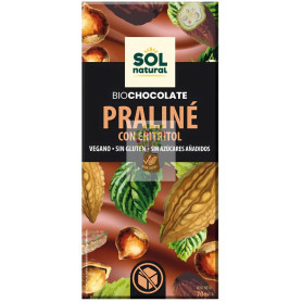 TABLETA CHOCOLATE PRALINÉ CON ERITRITOL BIO 70G SOL NATURAL