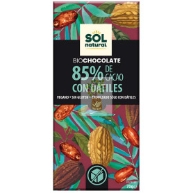 TABLETA CHOCOLATE DARK 85% CON DÁTILES BIO 70G SOL NATURAL