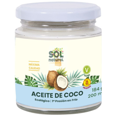 ACEITE DE COCO PRIMERA PRESIÓN EN FRÍO BIO 200ML SOL NATURAL
