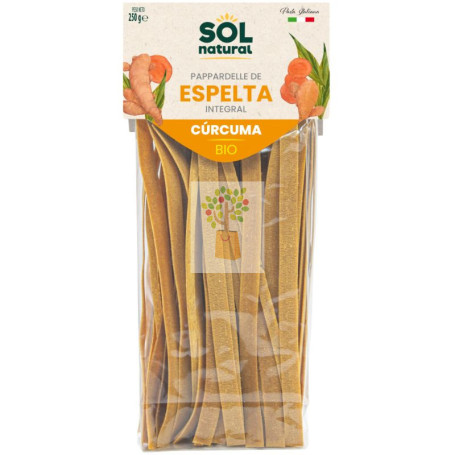 PAPARDELLE DE ESPELTA INTEGRAL CON CÚRCUMA BIO 250G SOL NATURAL