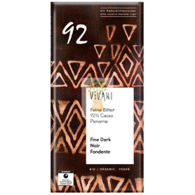 CHOCOLATE NEGRO PANAMEÑO 92% CON AZÚCAR DE COCO BIO 80G VIVANI