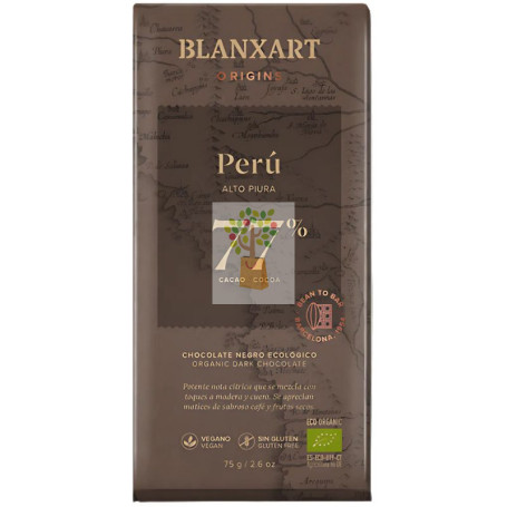 CHOCOLATE NEGRO 77% PERÚ ECO 75G BLANXART