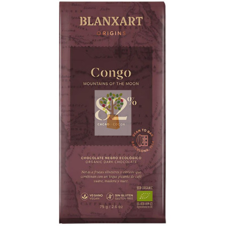 CHOCOLATE NEGRO 82% CONGO ECO 75G BLANXART