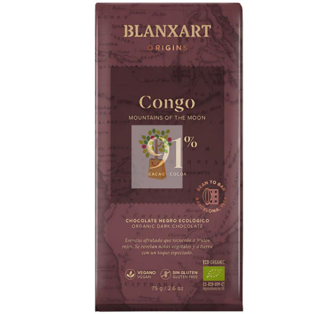 CHOCOLATE NEGRO 91% CONGO ECO 75G BLANXART