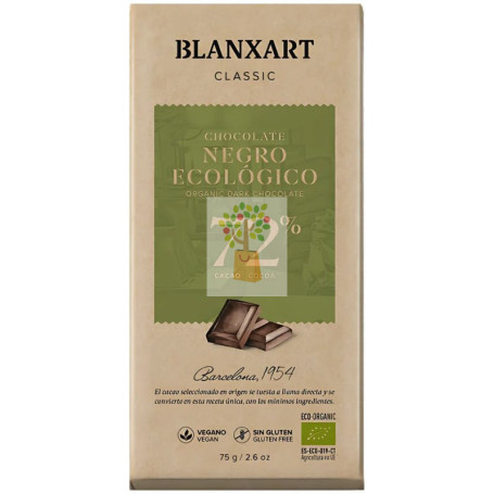 CHOCOLATE 72% CACAO ECO 75G BLANXART