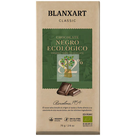 CHOCOLATE 82% CACAO ECO 75G BLANXART