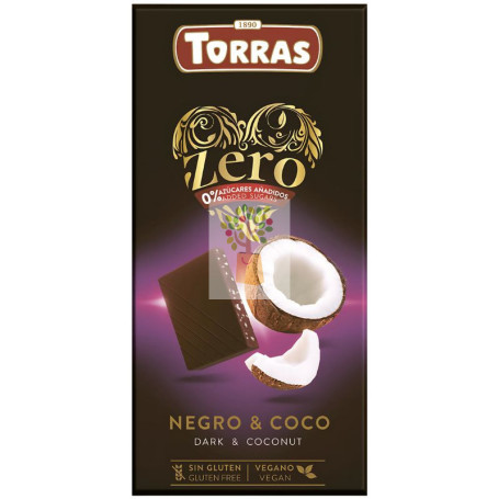 ZERO CHOCOLATE NEGRO CON COCO 125G TORRAS
