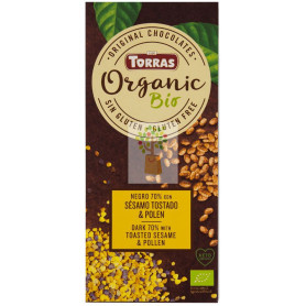 CHOCOLATE NEGRO 70% CACAO SÉSAMO TOSTADO & POLEN 100G TORRAS