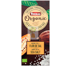 CHOCOLATE NEGRO 70% CACAO CON FLOR DE SAL 100G TORRAS
