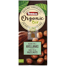 CHOCOLATE NEGRO 70% CACAO CON AVELLANAS 100G TORRAS