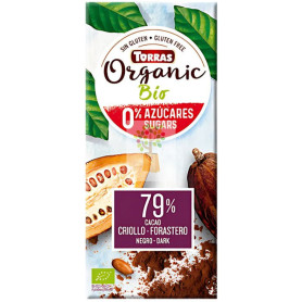 CHOCOLATE NEGRO 79% CRIOLLO FORASTERO SIN AZÚCAR 100G TORRAS