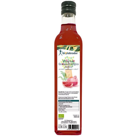 VINAGRE DE GRANADA ECOLÓGICO SIN FILTRAR 500ML BIOLABRADOR