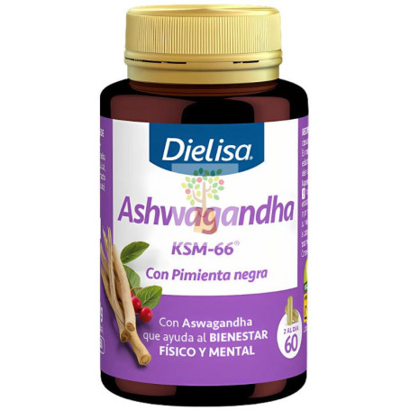 ASHWAGANDHA CON PIMIENTA NEGRA 60 CÁPSULAS DIELISA