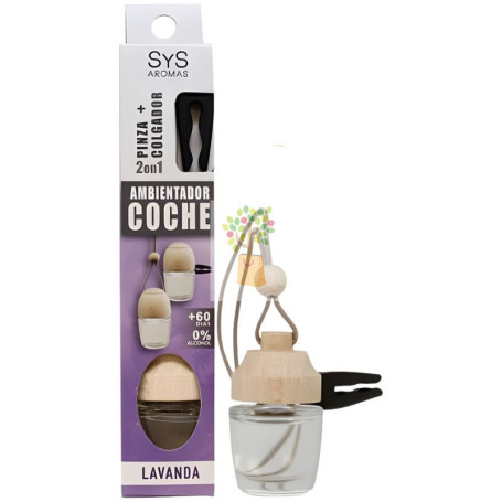 AMBIENTADOR NATURAL COCHE CON PINZA AROMA LAVANDA 7ML SYS