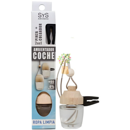 AMBIENTADOR NATURAL COCHE CON PINZA AROMA ROPA LIMPIA 7ML SYS