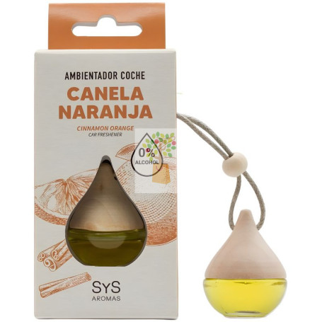 AMBIENTADOR NATURAL DE COCHE GOTA AROMA CANELA-NARANJA 6ML SYS