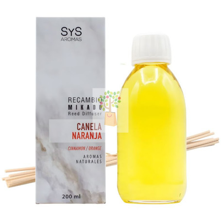 RECAMBIO MIKADO CANELA-NARANJA 200ML+PALOS SYS