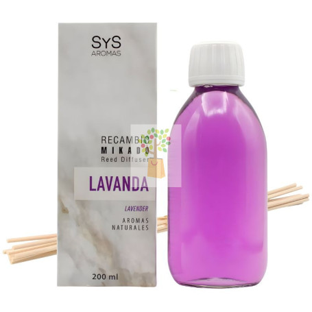 RECAMBIO MIKADO LAVANDA 200ML+PALOS SYS