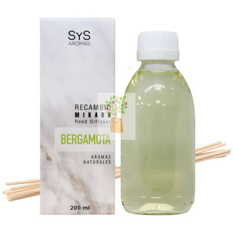 RECAMBIO MIKADO BERGAMOTA 200ML+PALOS SYS