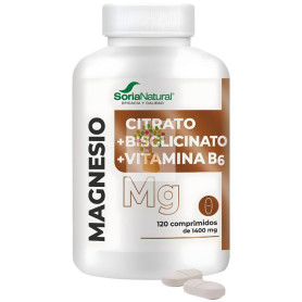CITRATO MAGNESIO+BISGLICINATO+B6 120 COMPRIMIDOS SORIA NATURAL